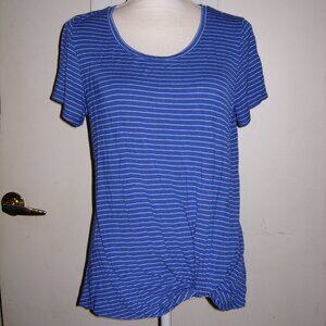 Nine Britton Blue Striped Knot Front Top M